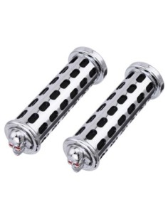 Grips 7/8 long 130mm BLock Black/Chrome 9808 Skull.